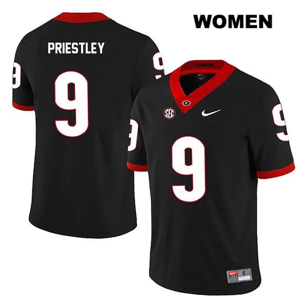 Georgia Bulldogs Women's Nathan Priestley #9 NCAA Legend Authentic Black Nike Stitched College Football Jersey PUQ5456LW